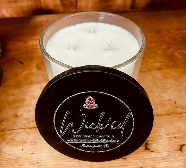 Wick’ed Candle 16oz candle Jar w/ black Lid